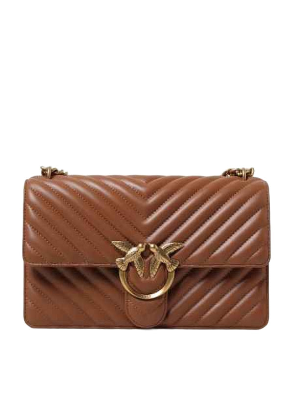 Borse a tracolla Donna Pinko - Classic Love Bag One Chevron - Marrone