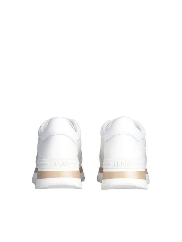 Sneaker Donna LIU JO SHOES - Sneakers in pelle con logo gioiello - Bianco