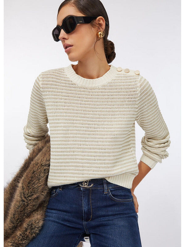 Maglie Donna Liu Jo - Maglia a righe lurex - Bianco