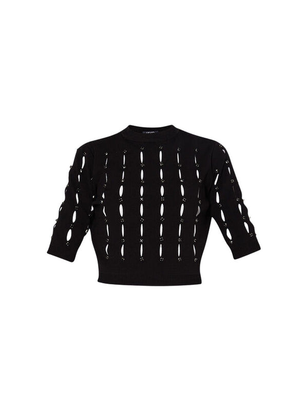 Maglie Donna Liu Jo - Maglia cut out con strass - Nero