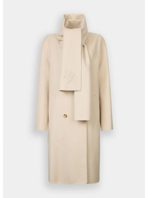 Cappotti Donna Liu Jo - Cappotto in lana con sciarpa - Panna