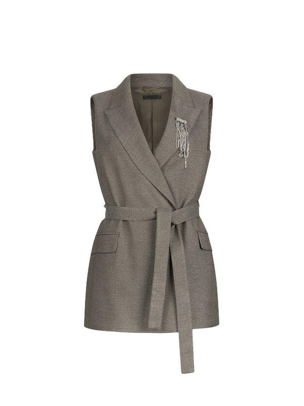 Gilet Donna Liu Jo - Gilet chevron con cintura - Verde