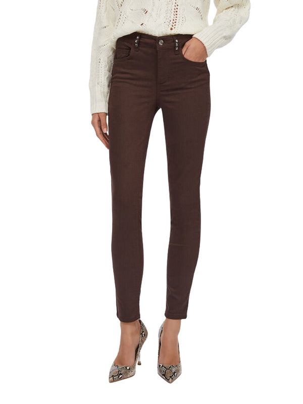 Pantaloni Donna Liu Jo - Pantaloni skinny con pietre gioiello - Marrone
