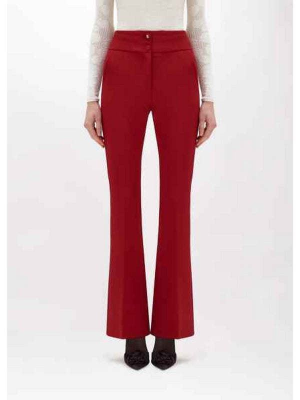 Pantaloni Donna Blugirl - Pantaloni Flare In Crêpe Stretch - Rosso