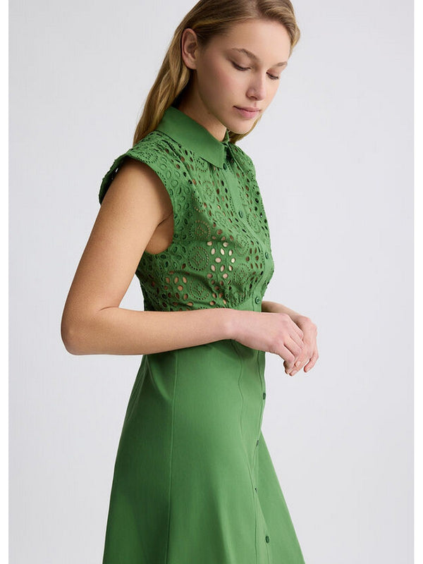 Vestiti casual Donna Liu Jo - Abito chemisier in sangallo - Verde