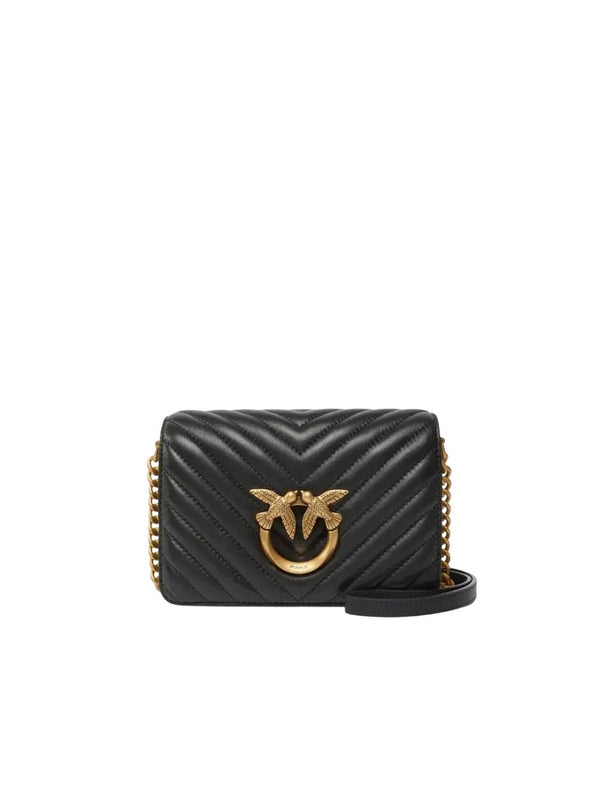 Borse a tracolla Donna Pinko - Mini Love Bag Click Chevron - Nero