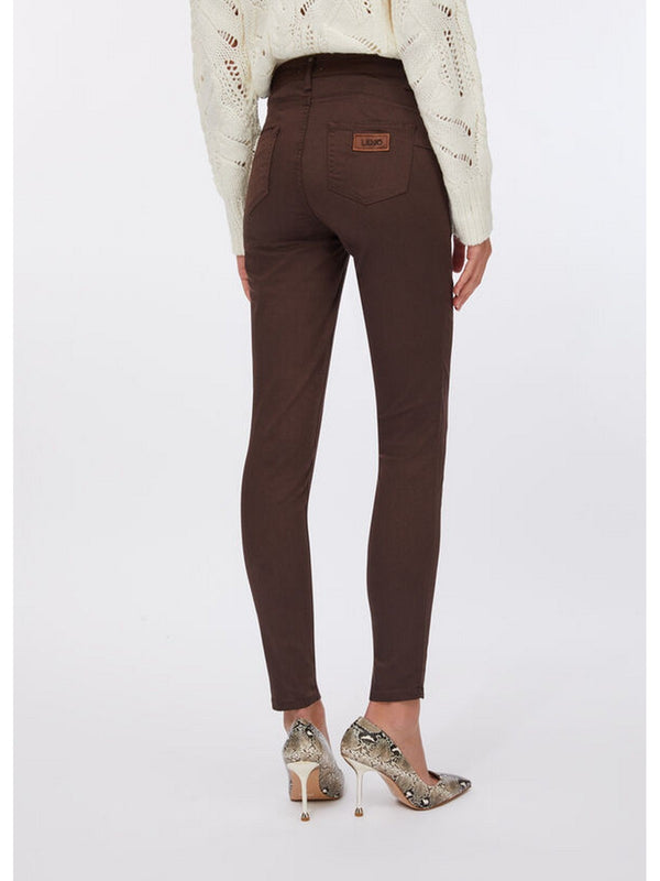 Pantaloni Donna Liu Jo - Pantaloni skinny con pietre gioiello - Marrone