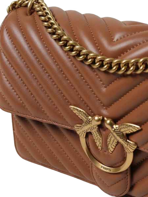 Borse a tracolla Donna Pinko - Classic Love Bag One Chevron - Marrone