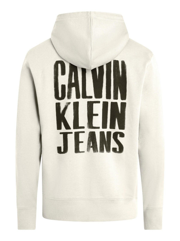 Felpe con cappuccio Uomo Calvin Klein - Felpa con cappuccio con logo e grafica sul retro - Beige