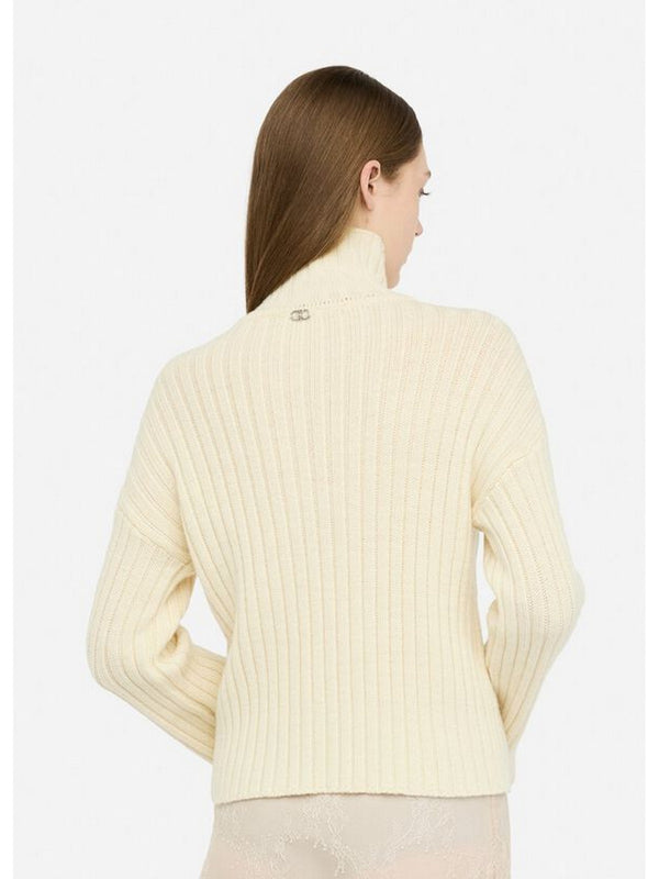 Maglie Donna Liu Jo - Dolcevita in lana con bottoni gioiello - Beige