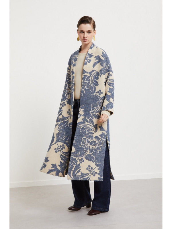 Cappotti Donna ottod'Ame - Cappotto sfoderato stampato - Azzurro