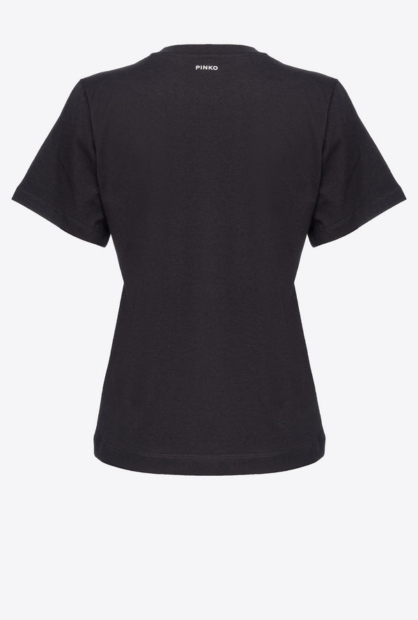 T-shirt Donna Pinko - T-Shirt Con Ricamo Shiny - Nero