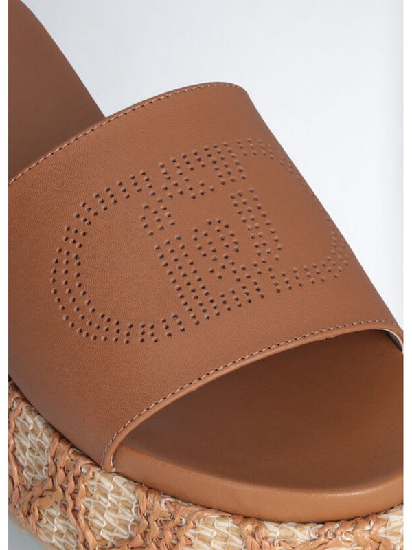 Ciabatte Donna LIU JO SHOES - Ciabatte platform in rafia - Marrone