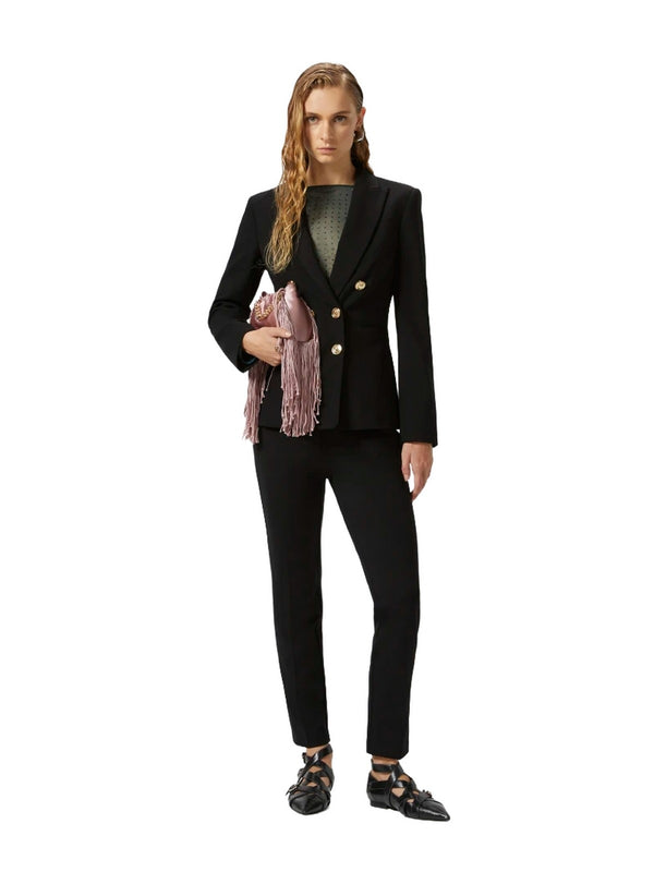 Pantaloni Donna Pinko - Pantaloni a sigaretta tessuto tecnico - Nero