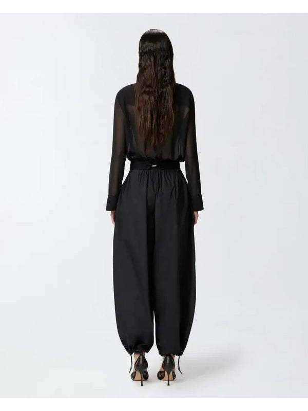 Pantaloni Donna Pinko - Pantaloni balloon leggeri con coulisse - Nero