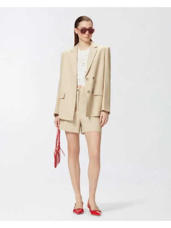 Canotte e top Donna Pinko - Crop top con ricamo traforato e cristalli - Bianco