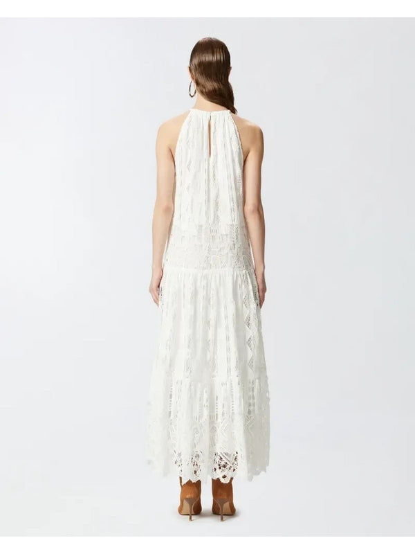 Vestiti casual Donna Pinko - Abito midi in sangallo e macramè - Bianco