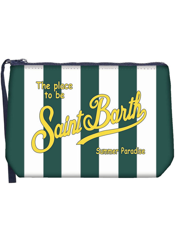 Pochette Uomo Mc2 Saint Barth - Pochette Aline in scuba con stampa a righe verdi - Verde