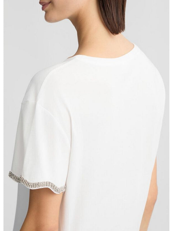 T-shirt Donna Liu Jo - T-shirt in cotone con strass - Bianco