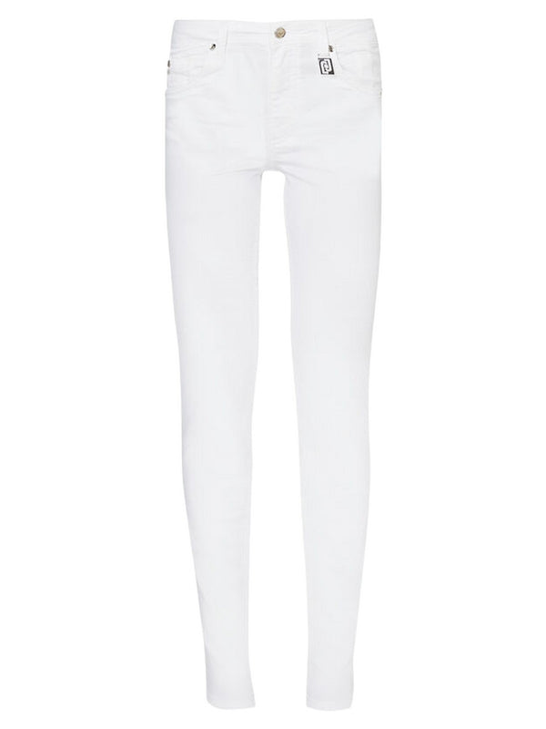 Pantaloni Donna Liu Jo - Pantaloni slim fit con charm LJ - Bianco