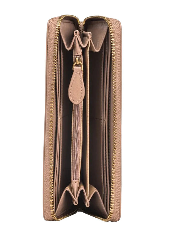 Portafogli Donna Pinko - Portafoglio zip-around in pelle - Marrone