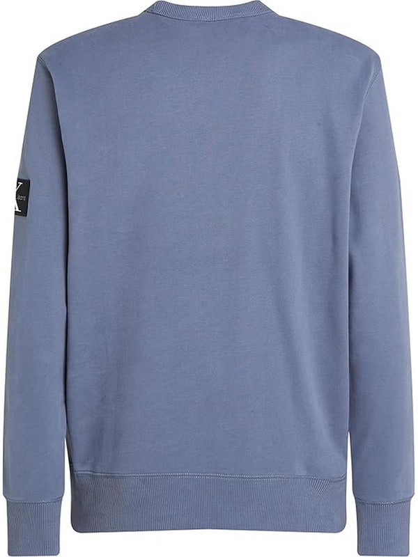 Felpe senza cappuccio Uomo Calvin Klein - Felpa in spugna di cotone con badge - Grigio
