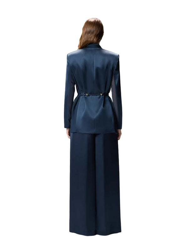 Giacche Donna Pinko - Blazer in satin lucido con cintura e boule - Verde