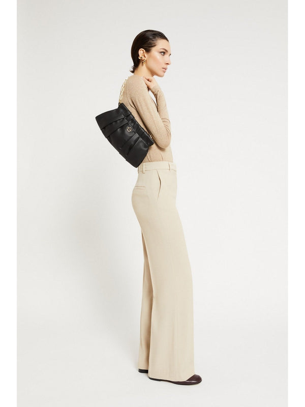 Pantaloni Donna ottod'Ame - Pantalone palazzo in piega - Beige