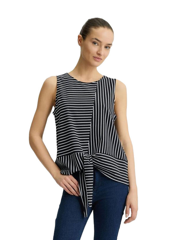 Canotte e top Donna Liu Jo - Top a righe con fiocco - Nero
