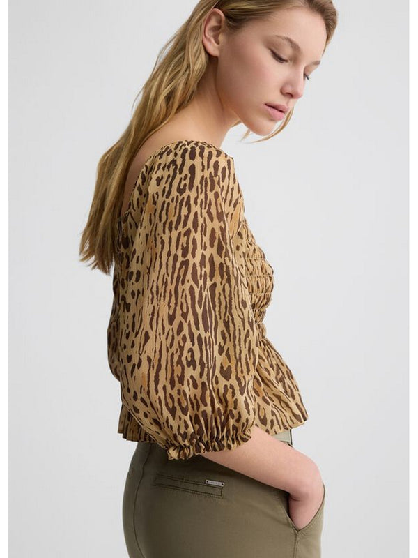 Canotte e top Donna Liu Jo - Top con stampa animalier - Marrone