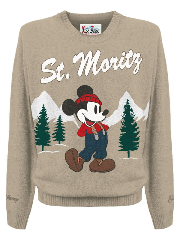 Maglie Uomo Mc2 Saint Barth - Maglione girocollo HERON con jacquard Mickey MouSE - Beige