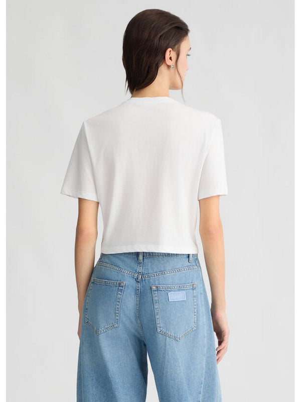 T-shirt Donna Liu Jo - T-shirt in cotone con logo - Bianco