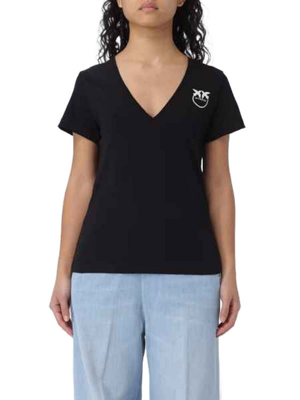 T-shirt Donna Pinko - T-Shirt Turbato Jersey Old Wash Logo - Nero