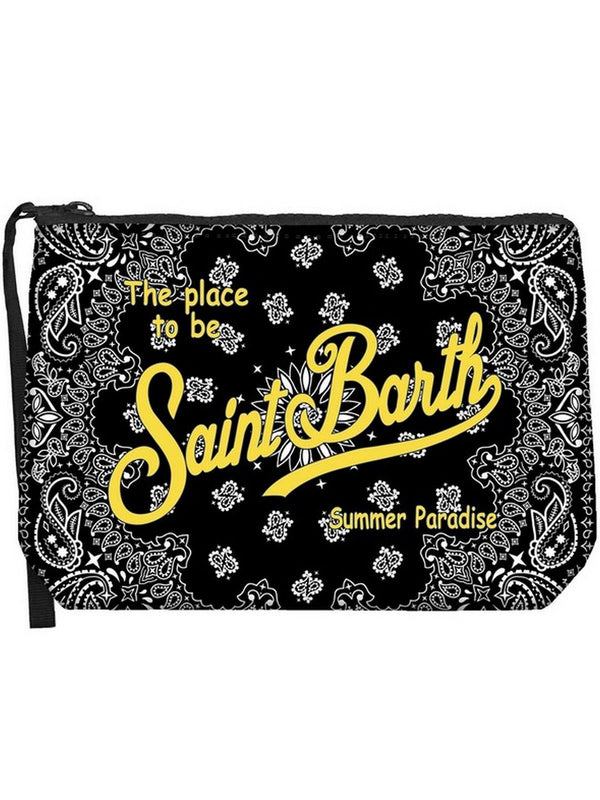 Pochette Uomo Mc2 Saint Barth - Pochette Aline in scuba con stampa bandana - Nero