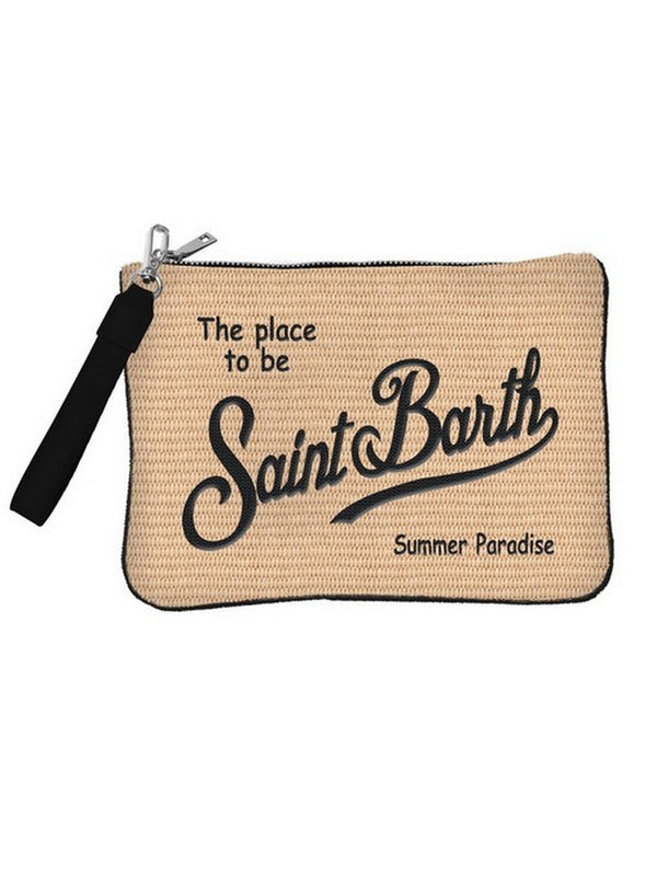 Borse a tracolla Donna Mc2 Saint Barth - Pouch Parisienne in paglia con ricamo Saint Barth - Beige