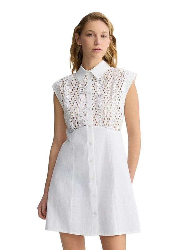 Vestiti casual Donna Liu Jo - Abito chemisier in sangallo - Bianco