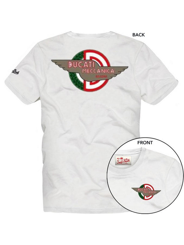 T-shirt Uomo Mc2 Saint Barth - T-Shirt Stampa Ducati Meccanica 01 - Bianco