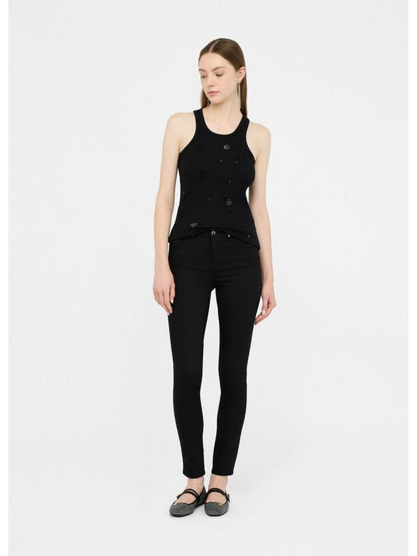 Pantaloni Donna Liu Jo - Pantaloni skinny con pietre gioiello - Nero