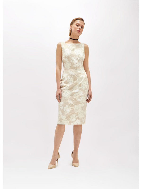 Vestiti da cocktail Donna Blugirl - Abito A Tubino In Jacquard Floreale - Beige