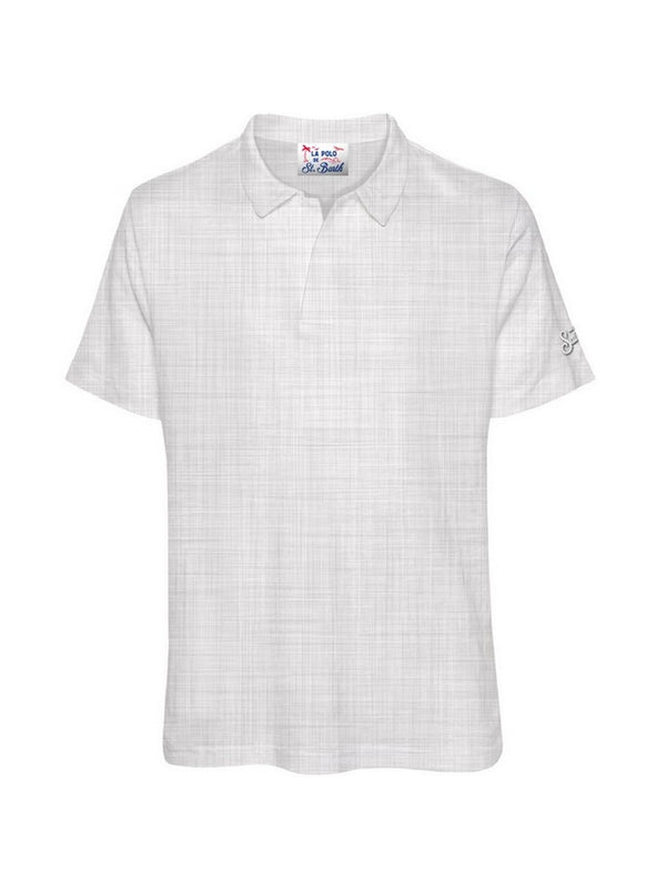 Polo Uomo Mc2 Saint Barth - Polo da uomo in lino Fraser - Bianco