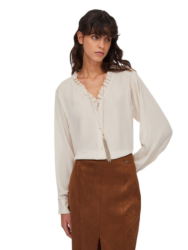 Camicie Donna Liu Jo - Camicia Liu Jo Better con collana - Avorio