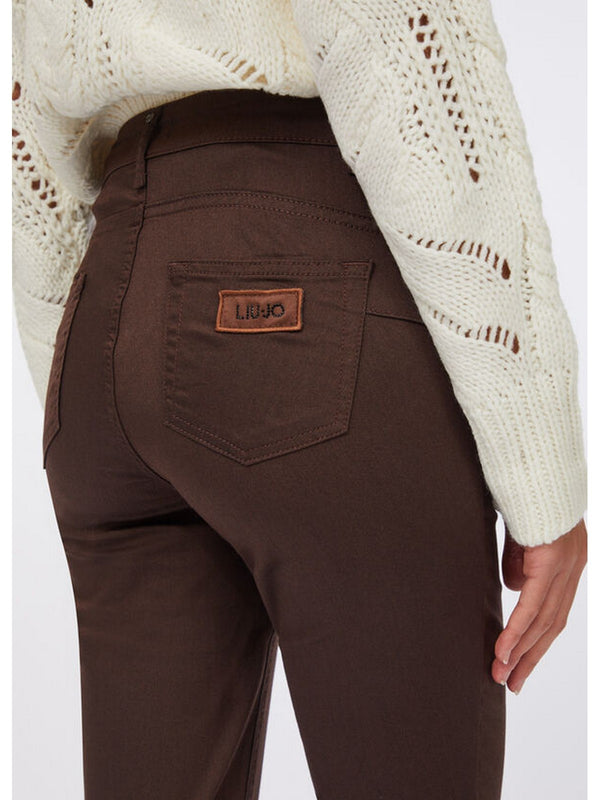 Pantaloni Donna Liu Jo - Pantaloni skinny con pietre gioiello - Marrone