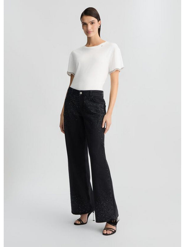 T-shirt Donna Liu Jo - T-shirt in cotone con strass - Bianco