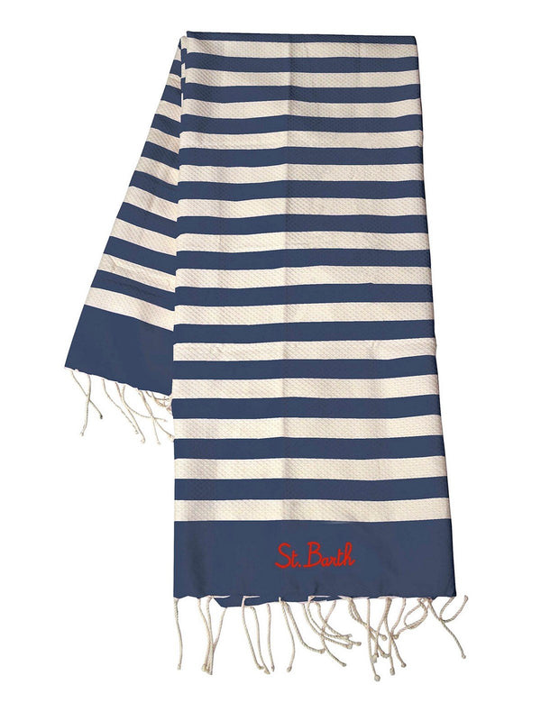 Teli mare Uomo Mc2 Saint Barth - Telo mare Foutas lig61 con stampa a righe BLU - Blu