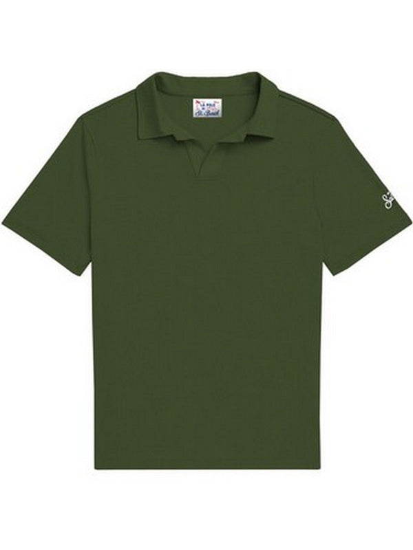 Polo Uomo Mc2 Saint Barth - Charles polo in tessuto piquet - Verde militare