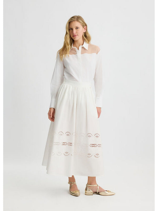 Gonne casual Donna Liu Jo - Gonna in cotone con ricami - Bianco