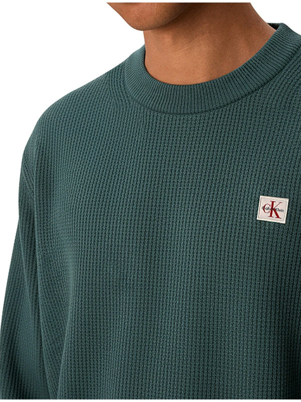 Maglie Uomo Calvin Klein - Maglia Waffle Girocollo - Verde