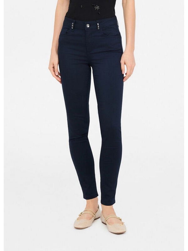 Pantaloni Donna Liu Jo - Pantaloni skinny con pietre gioiello - Blu
