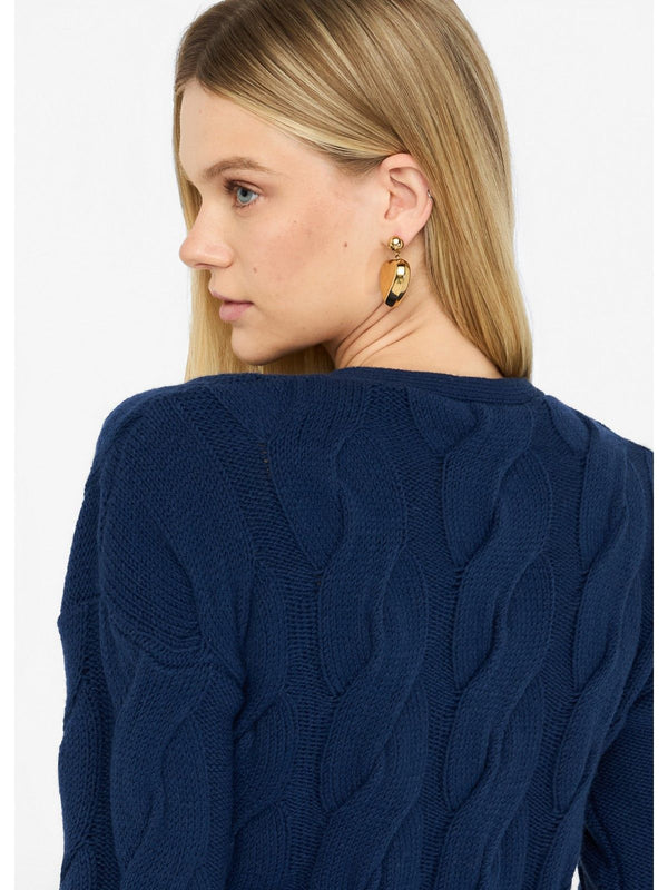 Cardigan Donna Liu Jo - Cardigan in lana a trecce - Blu