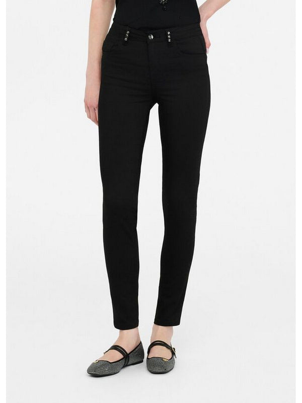 Pantaloni Donna Liu Jo - Pantaloni skinny con pietre gioiello - Nero